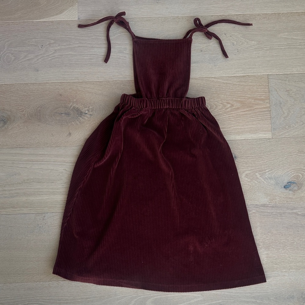 Bebe organic girls corduroy pinafore Burgundy Kids Dress sz 8